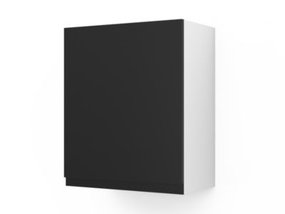 Meuble haut de cuisine blanc mat avec 1 porte noir mat l.60 x H.72 cm GoodHome Garcinia
