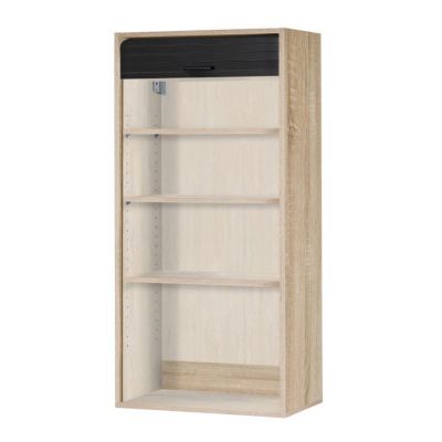 Meuble Haut de Cuisine Chêne Rideau Noir 4 Niches 60 x 124 x 35 cm - L 60 x l 35 x H 123.6 cm