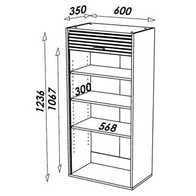 Meuble Haut de Cuisine Chêne Rideau Noir 4 Niches 60 x 124 x 35 cm - L 60 x l 35 x H 123.6 cm