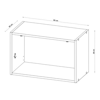 Meuble haut de cuisine pour hotte 1 porte blanc l.60 x H.38 cm Izee