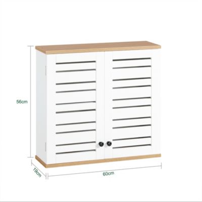 Meuble Haut de Salle de Bain avec 2 Portes Armoire Suspendue, BZR42-W, SoBuy