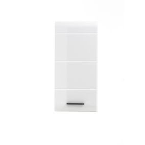 Meuble haut mélaminé blanc brillant. L - H - P : 30 - 77 - 23 cm