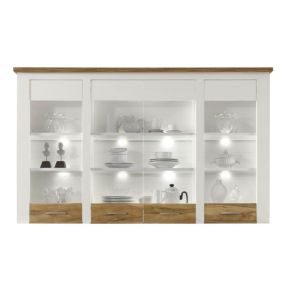 Meuble haut pour buffet - Mélaminé - Blanc-Naturel - 207 - 125 - 36 cm