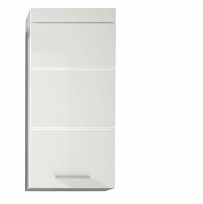 Meuble haut salle de bain mélaminé blanc brillant. L - H - P : 37 - 77 - 23 cm
