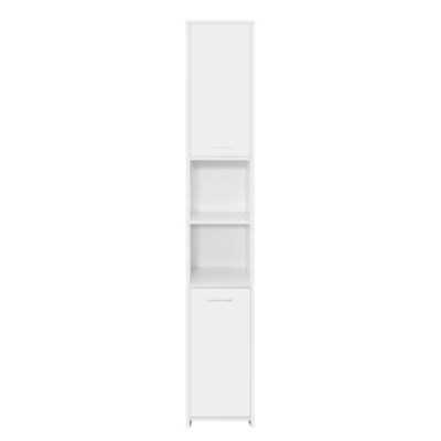 Meuble haute salle de bain colonne étroite de rangement blanc MDF 30x190x30 cm