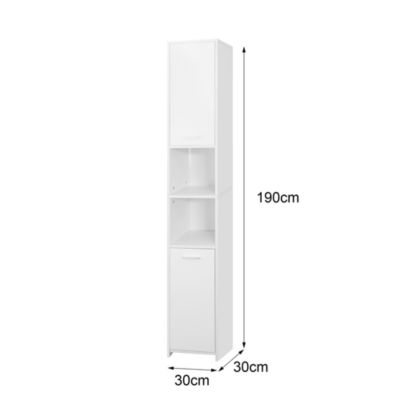 Meuble haute salle de bain colonne étroite de rangement blanc MDF 30x190x30 cm