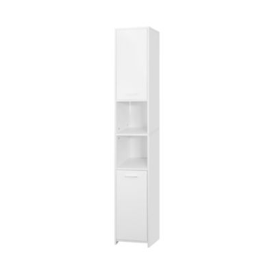 Meuble haute salle de bain colonne étroite de rangement blanc MDF 30x190x30 cm