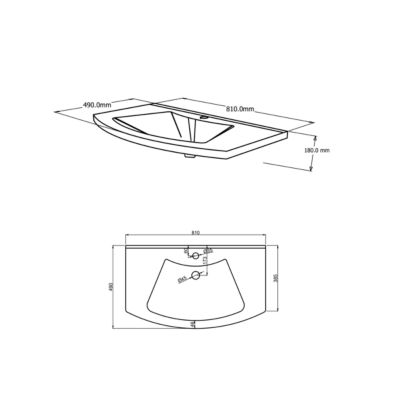 Meuble Lavabo Salle De Bain Courbé 80 Cm Coque Blanche Portes Chêne Miel - Garda