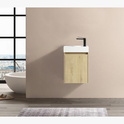 Meuble lave main 40 cm chêne clair Aquastretto