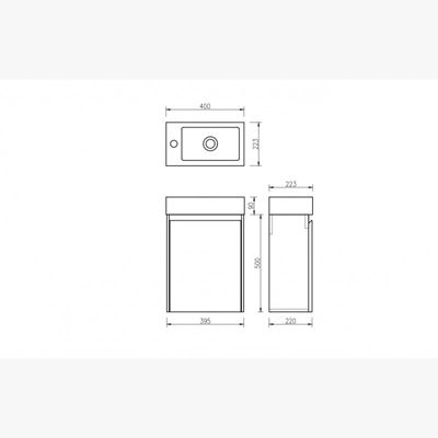 Meuble lave main 40 cm chêne clair Aquastretto