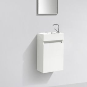 Meuble lave-main salle de bain design SIENA largeur 40 cm blanc laqué