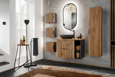 Meuble lave main à suspendre XILO NOIR CHÊNE 40 cm