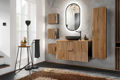 Meuble lave main à suspendre XILO NOIR CHÊNE 40 cm