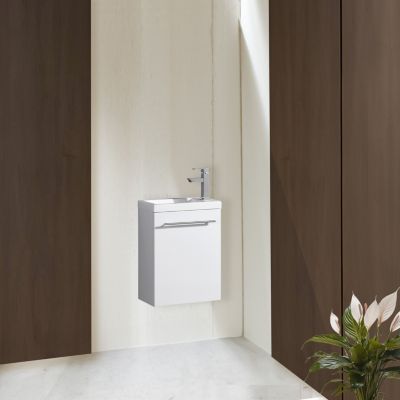 Meuble lave main vasque 40 cm blanc laqué Aquapixo