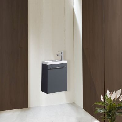 Meuble lave main vasque 40 cm gris laque Aquapixo