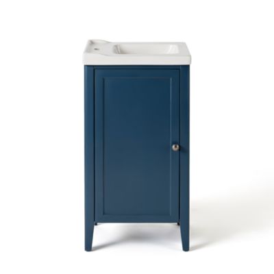 Meuble lave mains à poser bleu mat l.44 cm Perma + plan vasque blanc Lana, GoodHome