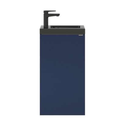 Meuble lave-mains à poser bleu nuit mat l.44 cm Imandra + plan vasque noir céramique Nira, GoodHome