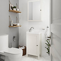 Meuble lave mains à poser GoodHome Perma blanc 44 cm + plan vasque blanc GoodHome Lana