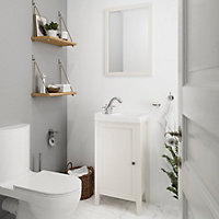 Meuble lave mains à poser GoodHome Perma blanc 44 cm + Plan vasque lave-mains blanc GoodHome Lana