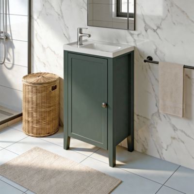 Meuble lave-mains à poser l.60 cm vert + plan vasque lave-mains Lana, GoodHome Perma