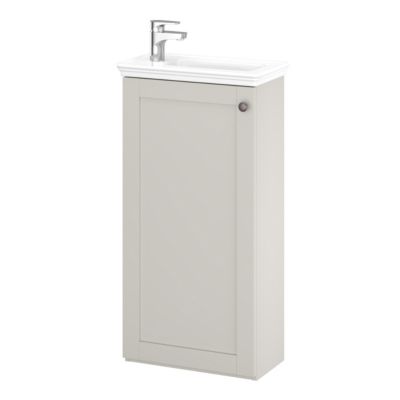 Meuble lave mains à poser taupe l.43,5 cm 1 porte Imandra + plan vasque blanc céramique Endell, GoodHome
