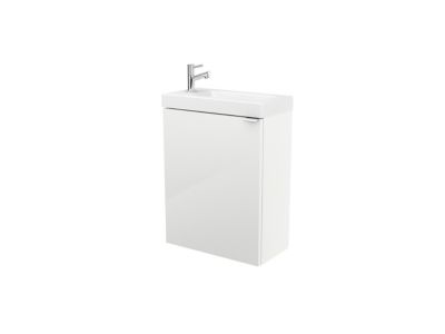 Meuble lave mains à suspendre GoodHome Imandra blanc L.44 x H.55 cm + plan vasque Beni