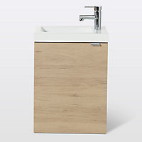 Meuble lave mains à suspendre GoodHome Imandra bois chêne L.44 x H.55 cm + plan vasque Beni