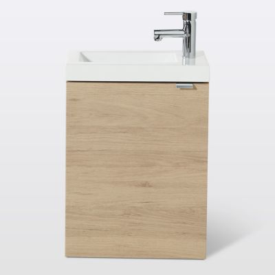 Meuble lave main suspendu Micro, stratifié bois ou laqué avec plan vasque  céramique