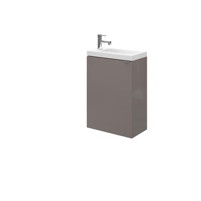 Meuble lave mains à suspendre GoodHome Imandra gris taupé L.44 x H.55 cm + plan vasque Beni