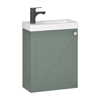 Meuble lave-mains AVA vert de gris + robinet noir