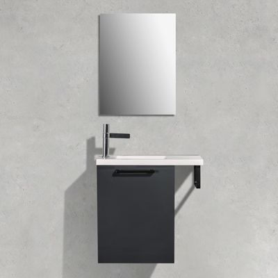 Meuble lave-mains avec porte serviette intégré TABLO 400, Sans miroir, Anthracite brillant