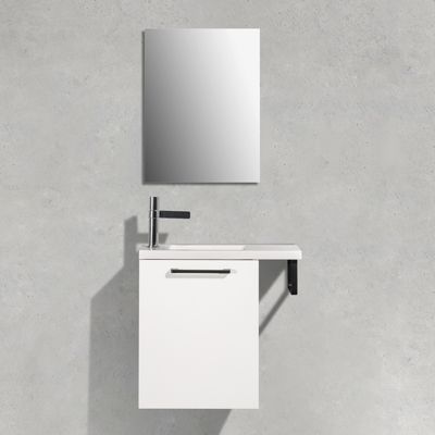 Meuble lave-mains avec porte serviette intégré TABLO 400, Sans miroir, Blanc mat