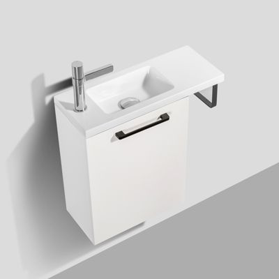 Meuble lave-mains avec porte serviette intégré TABLO 400, Sans miroir, Blanc mat