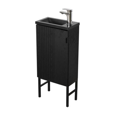 Meuble lave-mains chêne carbone sur pieds STUDIO