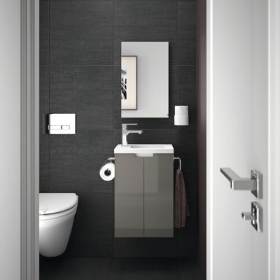 Meuble lave-mains Closy pack avec miroir gris anthracite brillant L 40 x H 60 x P 25,2 cm - Allibert