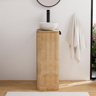 Meuble lave-mains colonne en chêne TOM