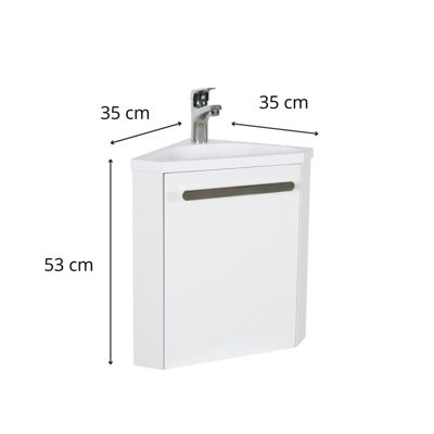 Meuble lave-mains d'angle blanc SKINO