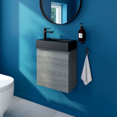 Meuble lave mains l.45 x H.44 x P.21 cm, effet chêne clair, Calao
