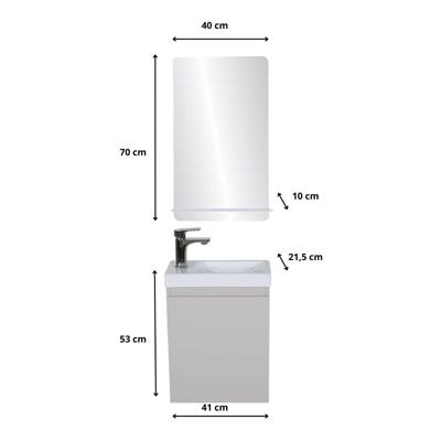 Meuble lave-mains LISA + miroir tablette