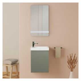 Meuble lave-mains LISA vert + miroir rectangulaire