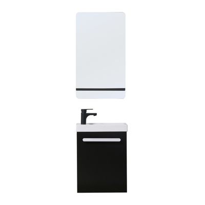 Meuble lave-mains NEVADA Noir carbone + robinet noir + miroir tablette noire