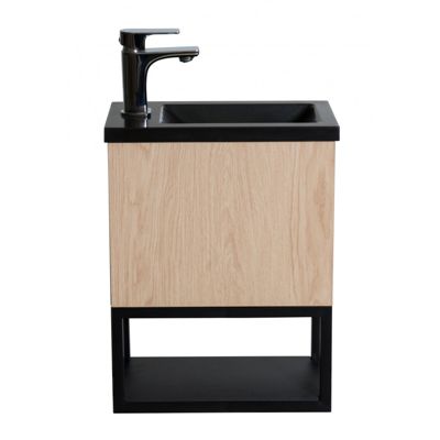 Meuble lave-mains NOVA décor chêne suspendu