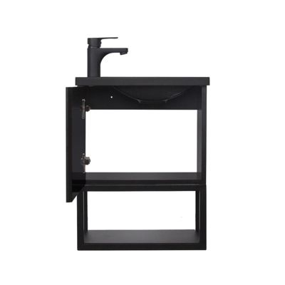 Meuble lave-mains NOVA suspendu métal et bois avec vasque en résine 40x50cm