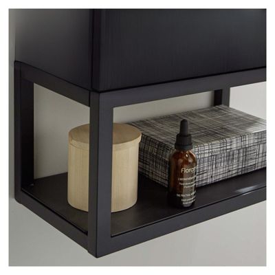 Meuble lave-mains NOVA suspendu métal et bois avec vasque en résine 40x50cm