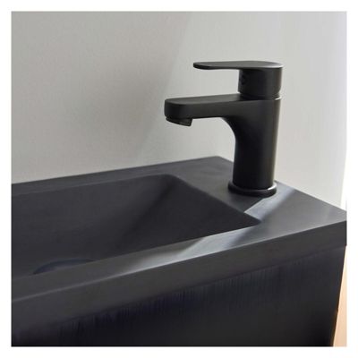 Meuble lave-mains NOVA suspendu métal et bois avec vasque en résine 40x50cm