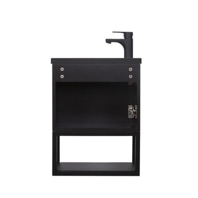 Meuble lave-mains NOVA suspendu métal et bois avec vasque en résine 40x50cm
