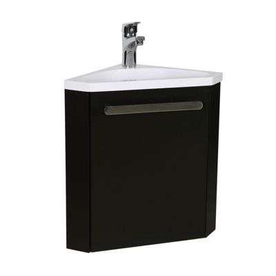 Meuble lave-mains SKINO noir + robinet chromé