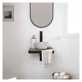 Meuble lave-mains SOHO plan fin p-serviette face vasque blanche+rob+miroir