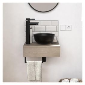 Meuble lave-mains SOHO plan épais vasque noire