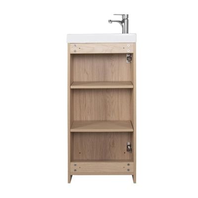 Meuble lave-mains sur pieds JOHANN décor chêne + vasque + miroir